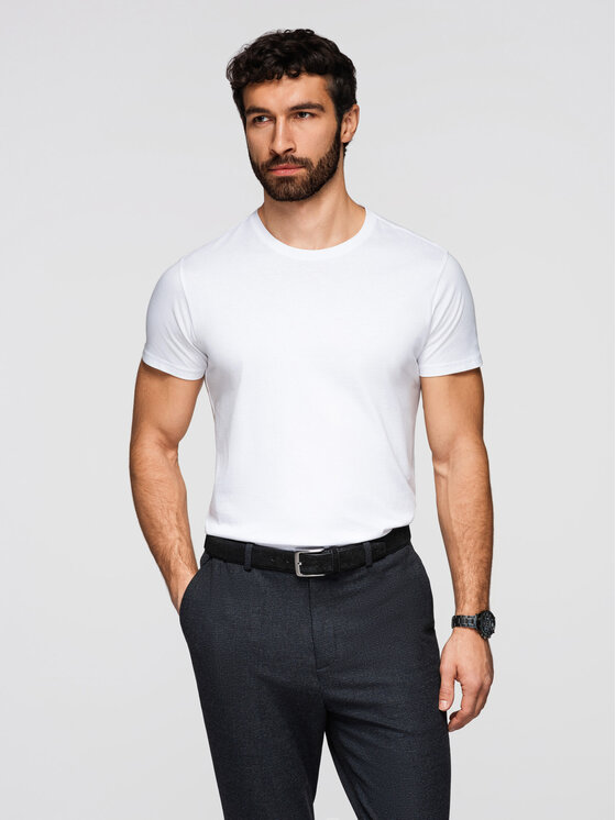 Ombre Ombre Komplet t-shirtów OM-TSBS-0268 Biały Regular Fit