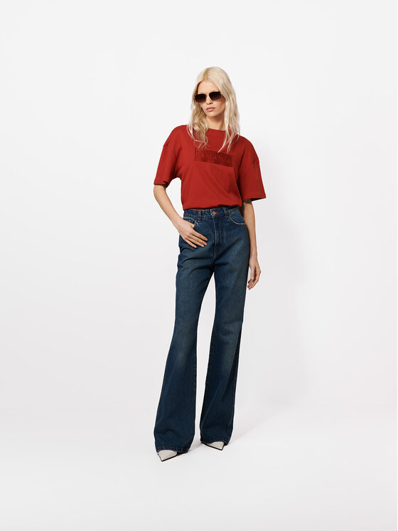 La Mania La Mania T-Shirt ALISA Czerwony ciemny Basic Fit