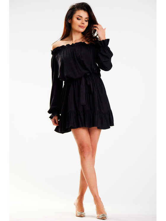 Awama Awama Sukienka letnia A578 Czarny Basic Fit