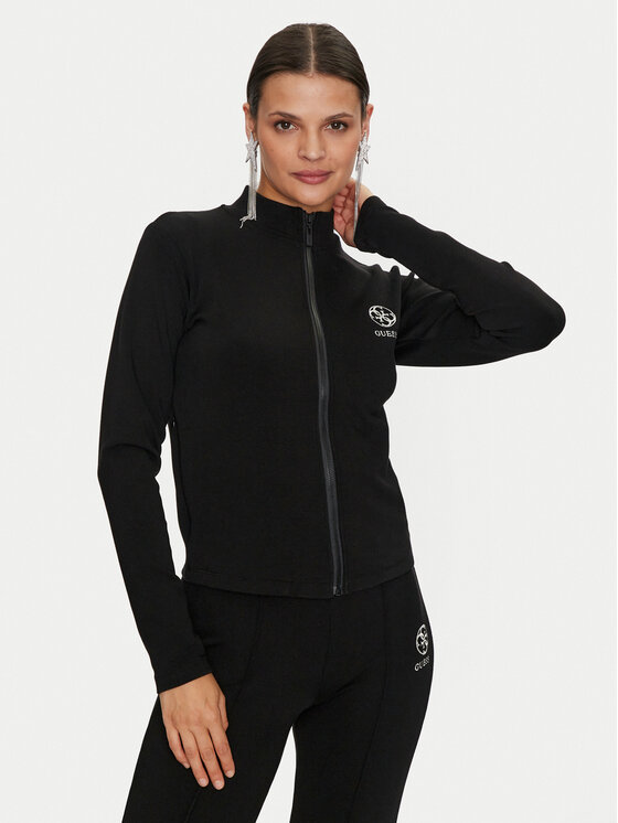 Guess Guess Džemperis ar kapuci Elea V4YQ17 KCDN0 Melns Regular Fit