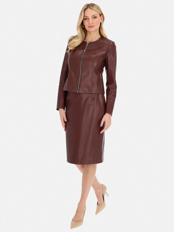 L’AF L’AF Kurtka z imitacji skóry Elegancka bordowa kurtka damska L'AF Mirel 48 Bordowy Regular Fit