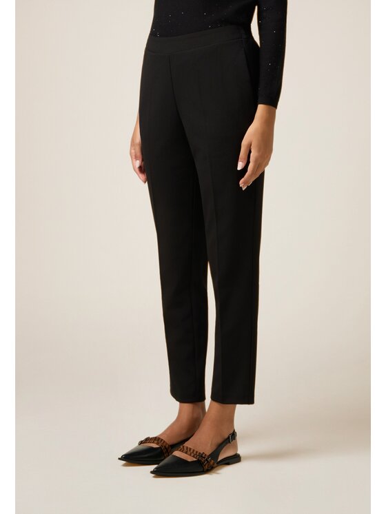 Oltre Oltre Pantaloni di tessuto P084J201331N033 Nero Regular Fit