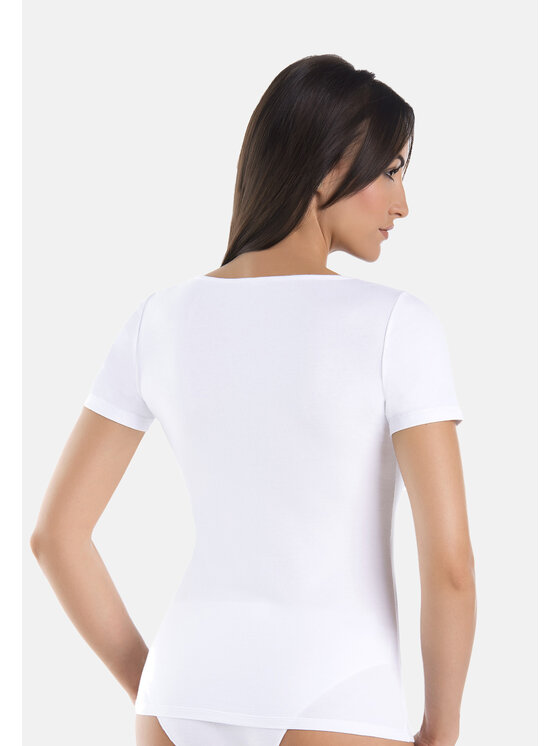 Teyli Teyli T-Shirt damski bawełniany Solky Biały Standard Fit