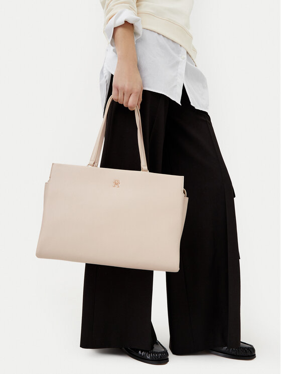 Tommy Hilfiger Tommy Hilfiger Borsetta Th Legacy Tote AW0AW17197 Écru