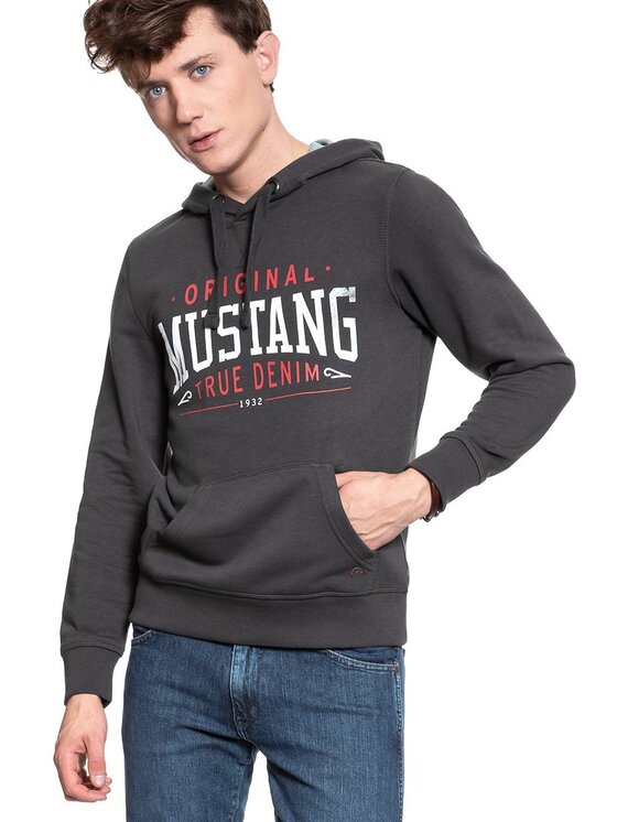 Mustang Mustang Felpa PRINTED HOODIE Grigio Regular Fit