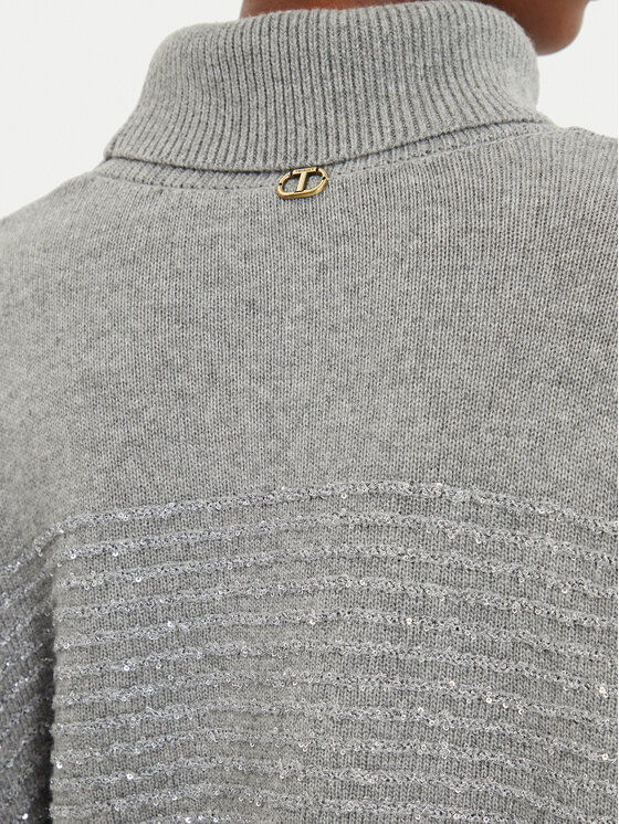 TWINSET TWINSET Rollkragenpullover 242TP3271 Grau Loose Fit