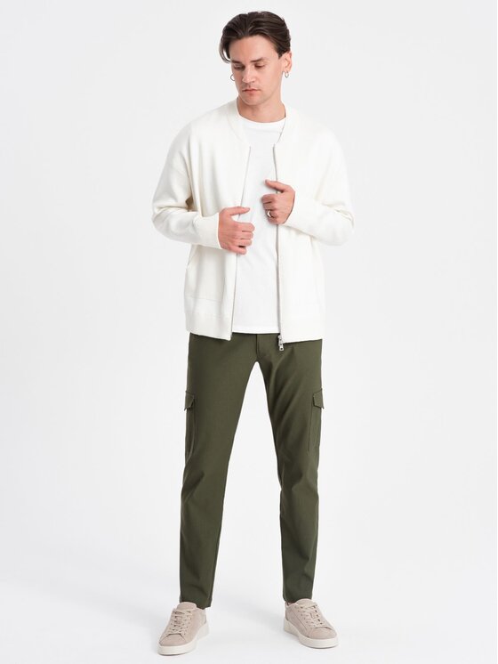 Ombre Ombre Kalhoty z materiálu OM-PACG-0178 Zelená Regular Fit