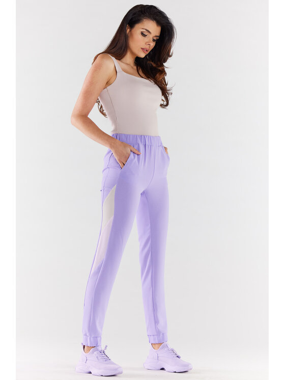 Awama Awama Spodnie damskie A498 Fioletowy Basic Fit