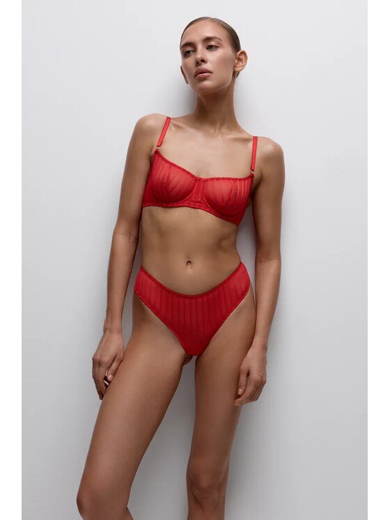 Merci Lingerie Merci Lingerie Biustonosz balkonetka EB3PSR02 Czerwony