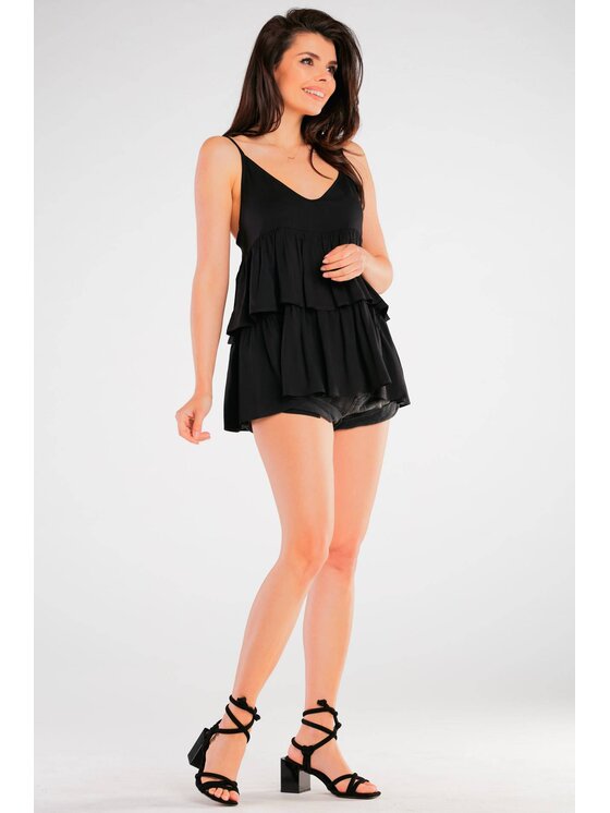 Awama Awama Bluzka A432 Czarny Basic Fit