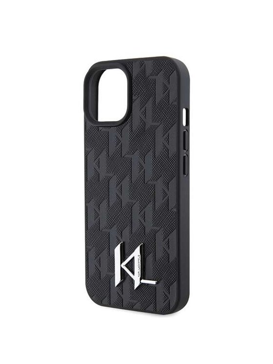 KARL LAGERFELD KARL LAGERFELD Etui na telefon HardCase Leather Monogram Hot Stamp Metal Logo Czarny