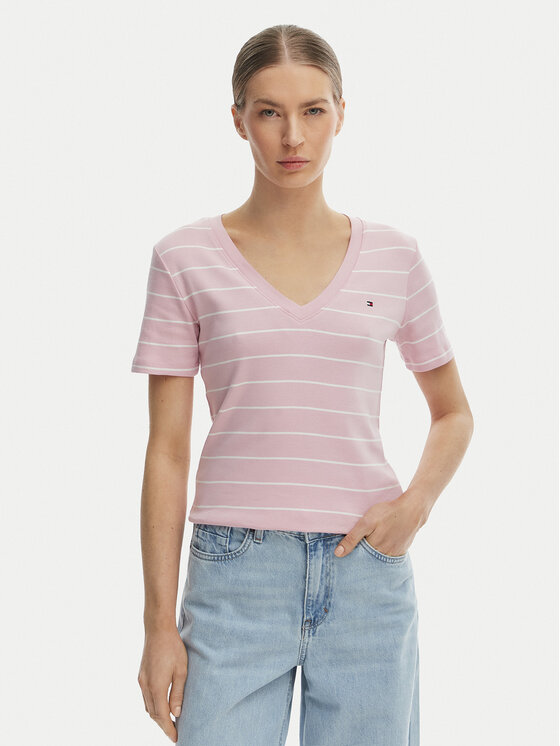 Tommy Hilfiger Tommy Hilfiger Тишърт New Cody WW0WW40584 Розов Slim Fit