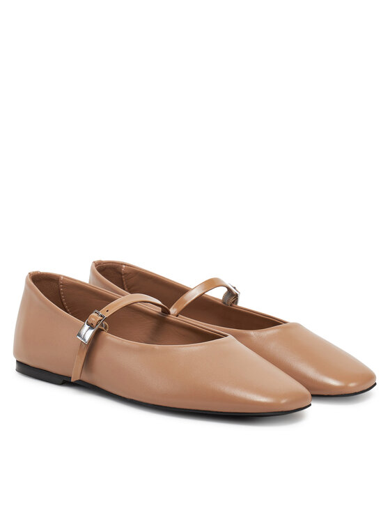 Calvin Klein Calvin Klein Balerinke Ballerina New Buckle - Lth HW0HW02483 Smeđa