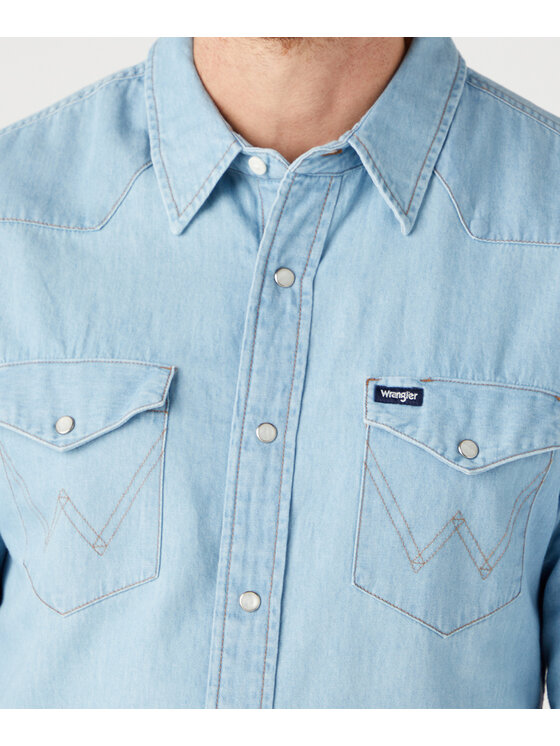 Wrangler Wrangler Koszula W5MSC3X4E_4XL Niebieski Regular Fit
