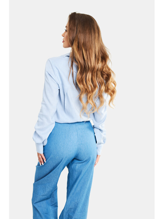 MANDRAGORA MANDRAGORA Camicia Lniano-wiskozowa estella Celeste Relaxed Fit