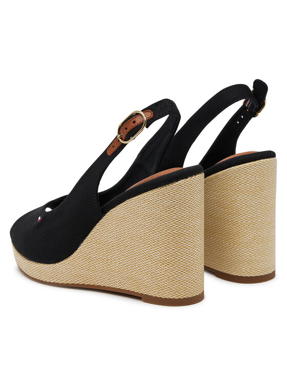 Tommy Hilfiger Tommy Hilfiger Espadrilky Flag High Wedge Espad Slingback FW0FW08597 Čierna