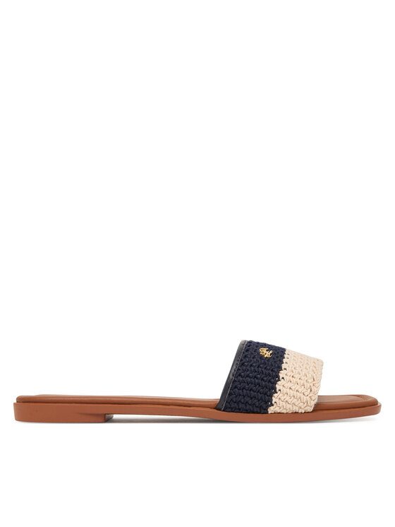 Tommy Hilfiger Tommy Hilfiger Iešļūcenes Flat Mule Crochet FW0FW09513 Tumši zils