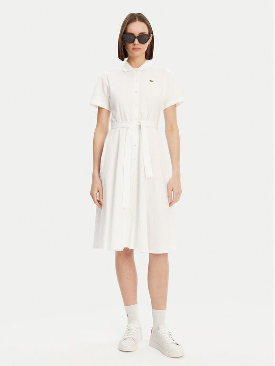 Lacoste Lacoste Haljina košulja EF9621 Bijela Regular Fit
