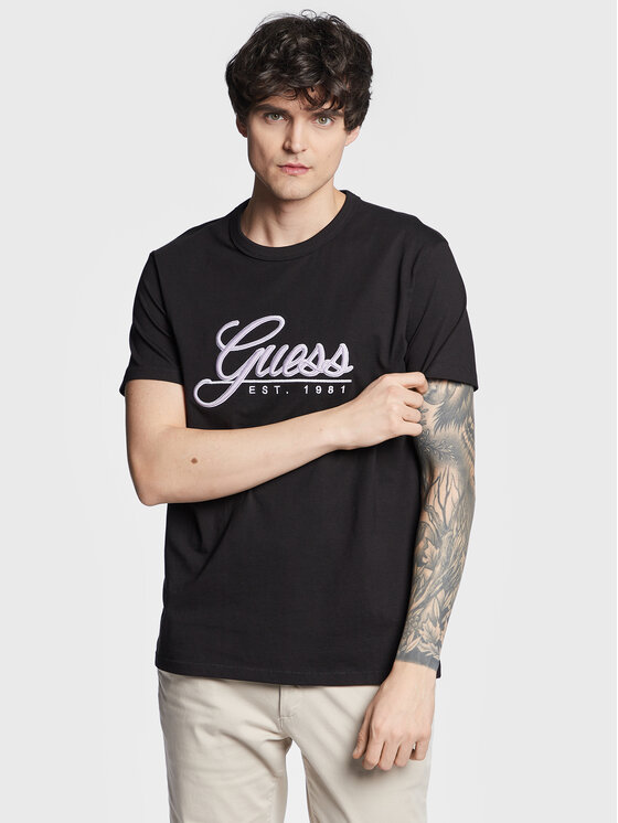 Guess T-krekls 3D Embro M3GI25 K8FQ4 Melns Regular Fit