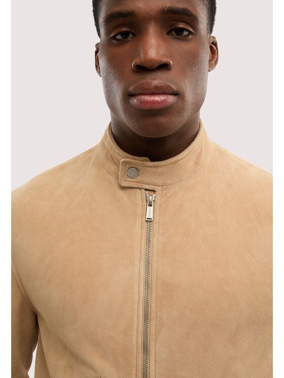 Trussardi Trussardi Kurtka skórzana R312M000046N012 Kremowy Regular Fit