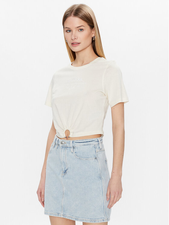 Guess Guess T-krekls Piercing W3GI23 JA914 Écru Boxy Fit
