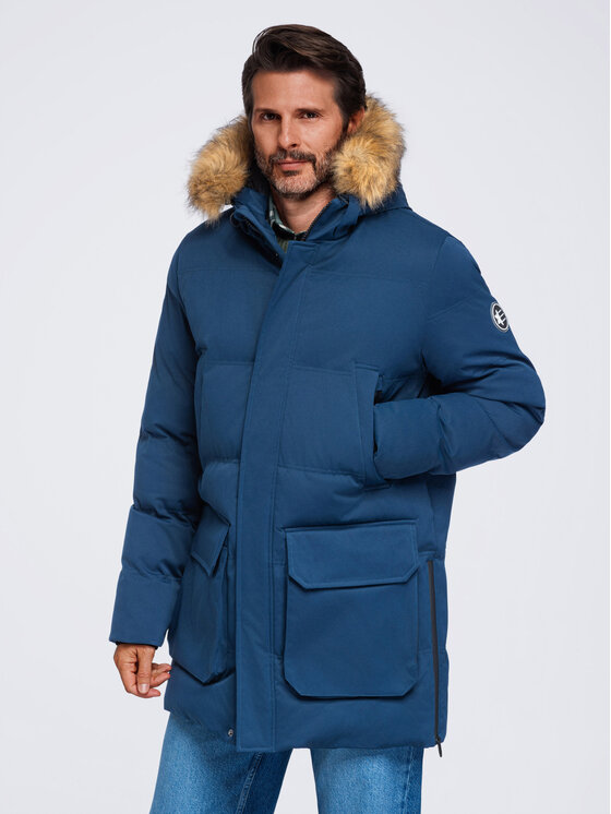 Ombre Ombre Parka OM-JALJ-0310 Granatowy Loose Fit