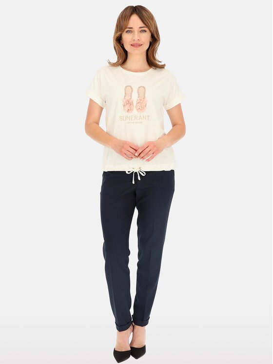 Perso Perso T-Shirt TCE249000F Écru Regular Fit