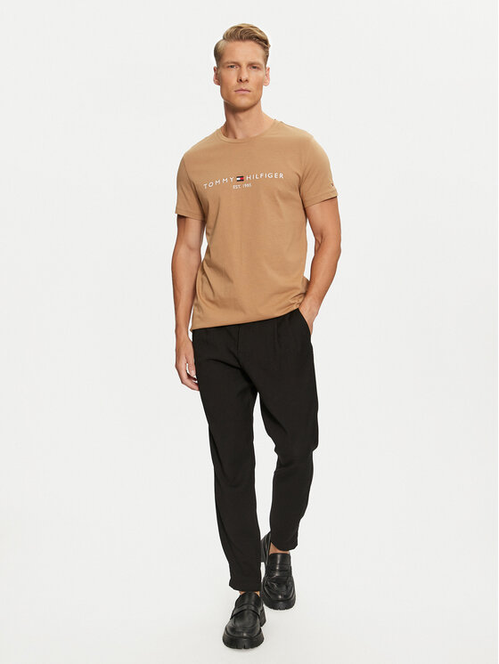 Tommy Hilfiger Tommy Hilfiger T-Shirt Logo MW0MW11797 Beige Regular Fit