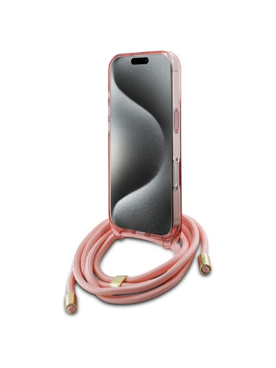 Guess Guess Etui na telefon Crossbody Cord Script Różowy