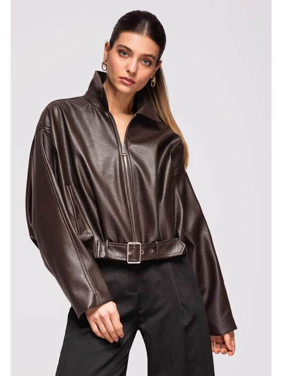 Ombre Ombre Kurtka przejściowa OW-JAFL-0109 Brązowy Loose Fit
