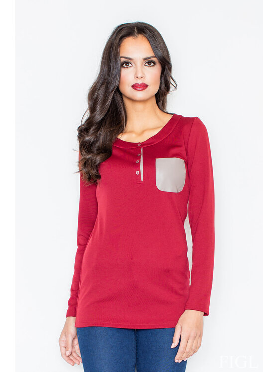 FIGL FIGL Blúzka M156 Bordová Regular Fit