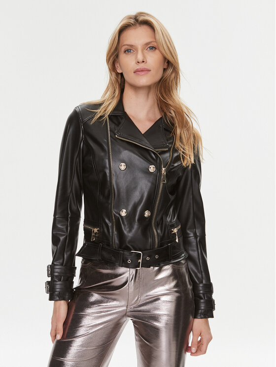 Guess Guess Jakna iz umetnega usnja W3BL93 K8S30 Črna Regular Fit