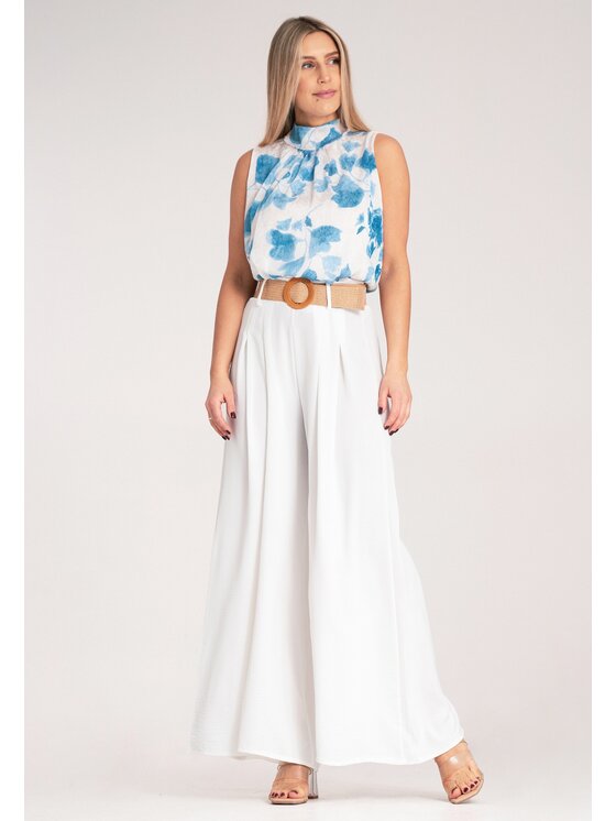 FIGL FIGL Bavlnené nohavice M1160 Biela Loose Fit