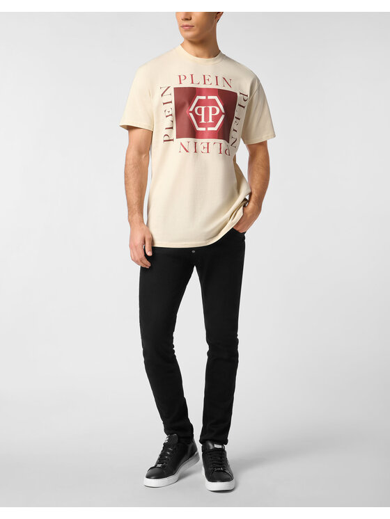PHILIPP PLEIN PHILIPP PLEIN T-Shirt 27095 Beżowy Regular Fit