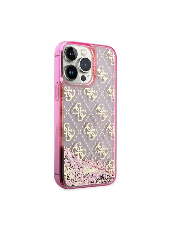 Guess Guess Etui na telefon Liquid Glitter Transculent 4G Różowy