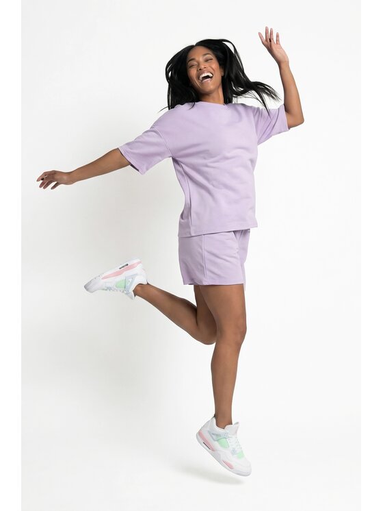 FIGL FIGL Komplet bluzka i szorty sportowe M1306 Fioletowy Loose Fit