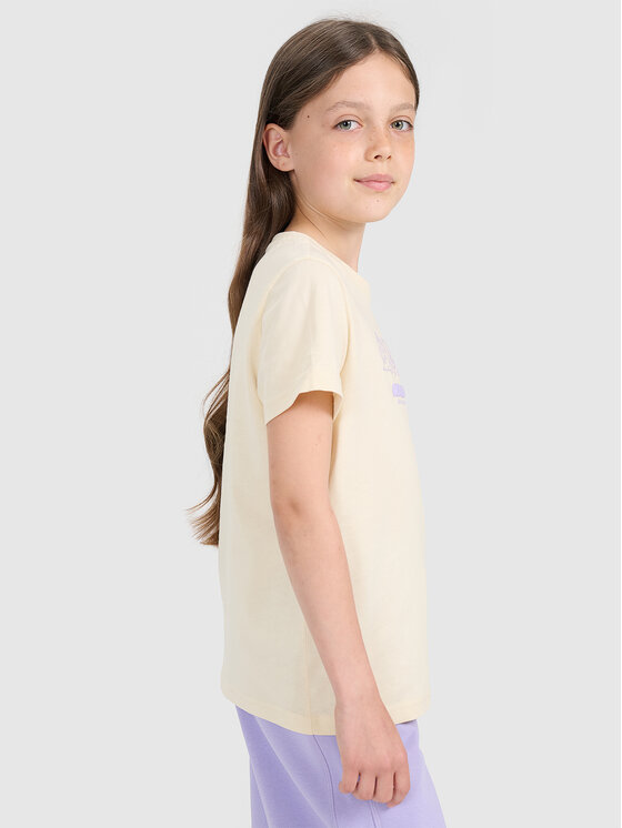 4F 4F T-Shirt KITTY JOGA Kremowy Regular Fit