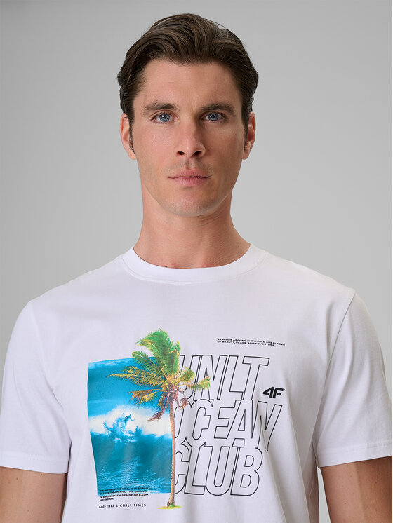 4F 4F T-Shirt SUMMER CODE Biały Regular Fit