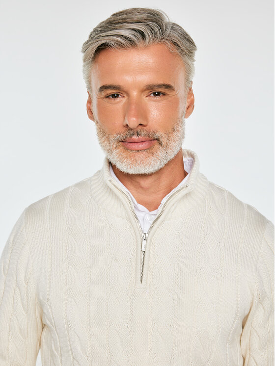 BIG STAR BIG STAR Sweter DENWER Biały Basic Fit