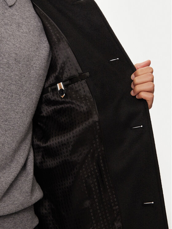 BOSS Boss Płaszcz wełniany H-Hyde 50525764 Czarny Slim Fit