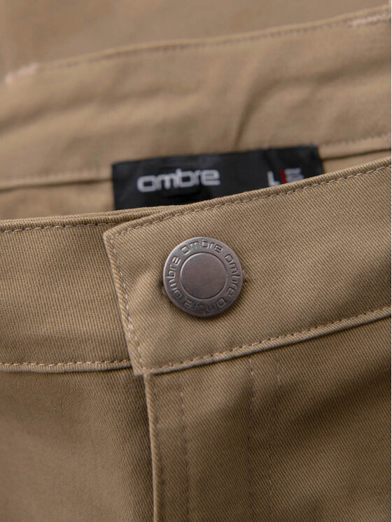 Ombre Ombre Spodnie cargo P1517 Khaki Straight Fit
