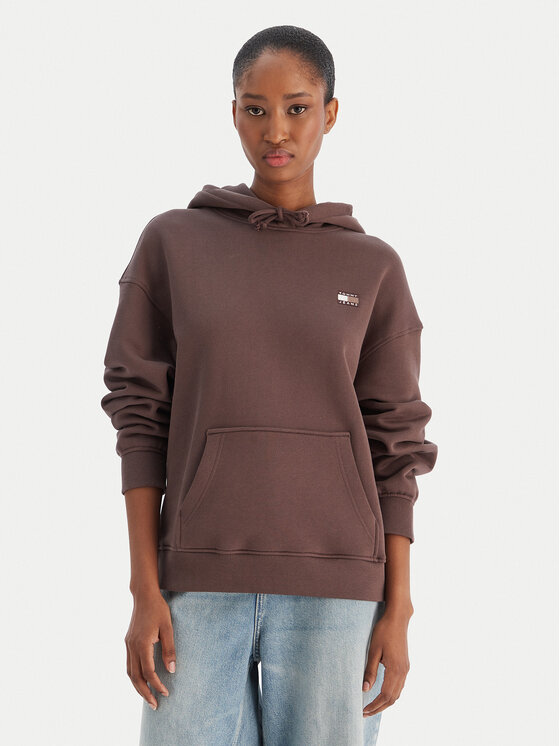 Tommy Jeans Tommy Jeans Суитшърт Badge DW0DW19414 Кафяв Boxy Fit