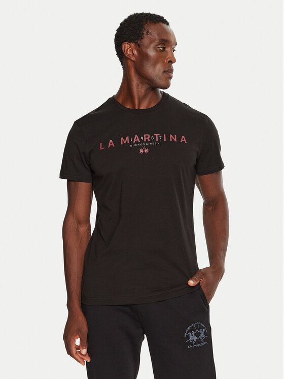 La Martina T-shirt ZMR007 JS206 Crna Regular Fit