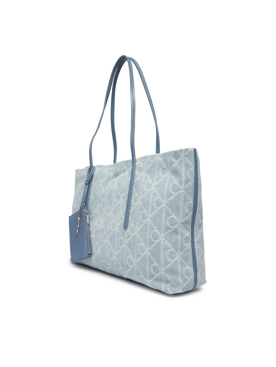 Calvin Klein Calvin Klein Torebka Emblem Aop Denim Tote W/ Pouch LV04F3428G Niebieski