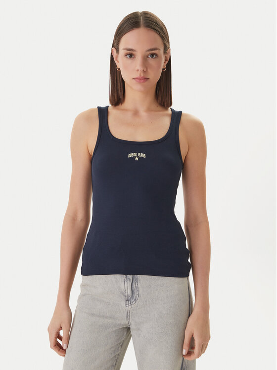 Guess Jeans Guess Jeans Top W6GPZ2 KA0H1 Tumesinine Slim Fit