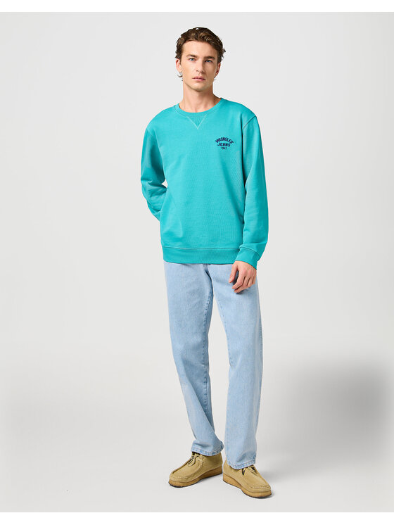 Wrangler Wrangler Felpa SMALL LOGO CREW SWS Turchese Regular Fit
