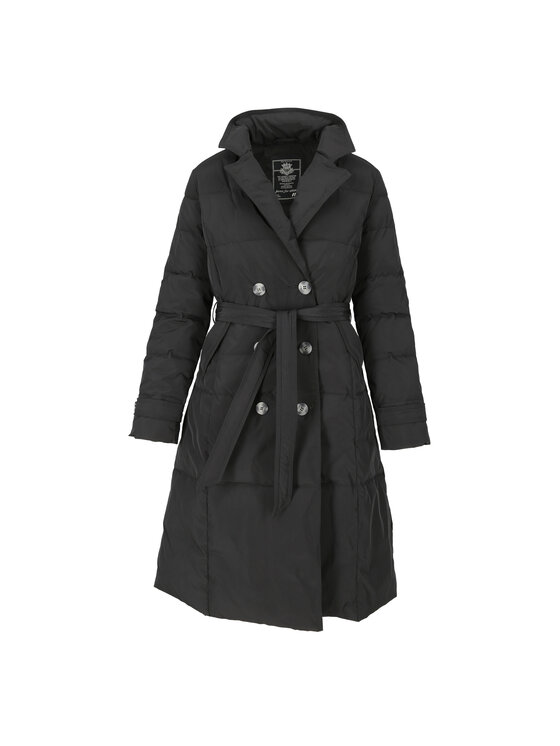 Perso Perso Zimní kabát puchowy wiązany Černá Slim Fit