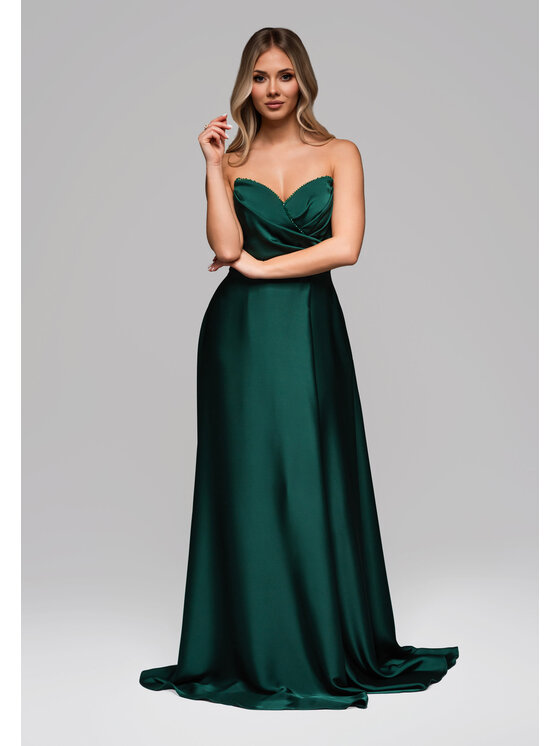 Ombre Ombre Sukienka wieczorowa LA-OM-DLR267 Zielony Regular Fit