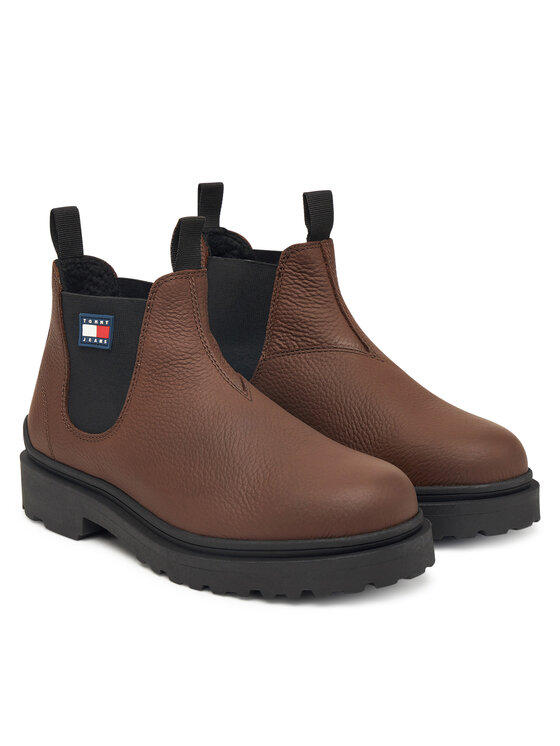 Tommy Jeans Tommy Jeans Klassische Stiefeletten Tjm Chelsea Leather Wl EM0EM01670 Braun