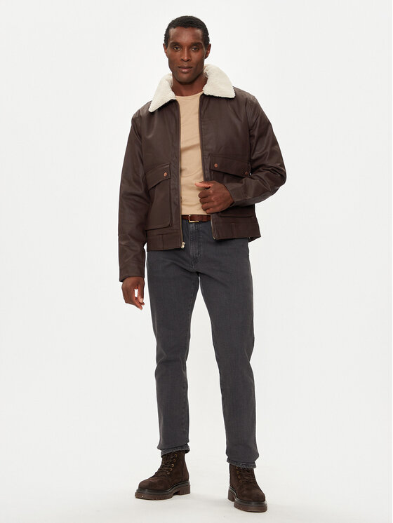 Wrangler Wrangler Jacke aus Kunstleder Aviator 112357277 Braun Regular Fit